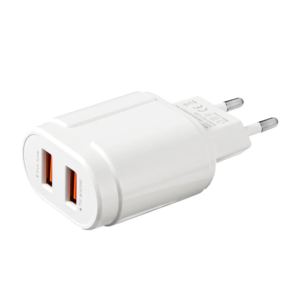 Мини зарядное устройство с двумя портами Зарядное USB 2.4A новый дизайн 2 (Стандарт