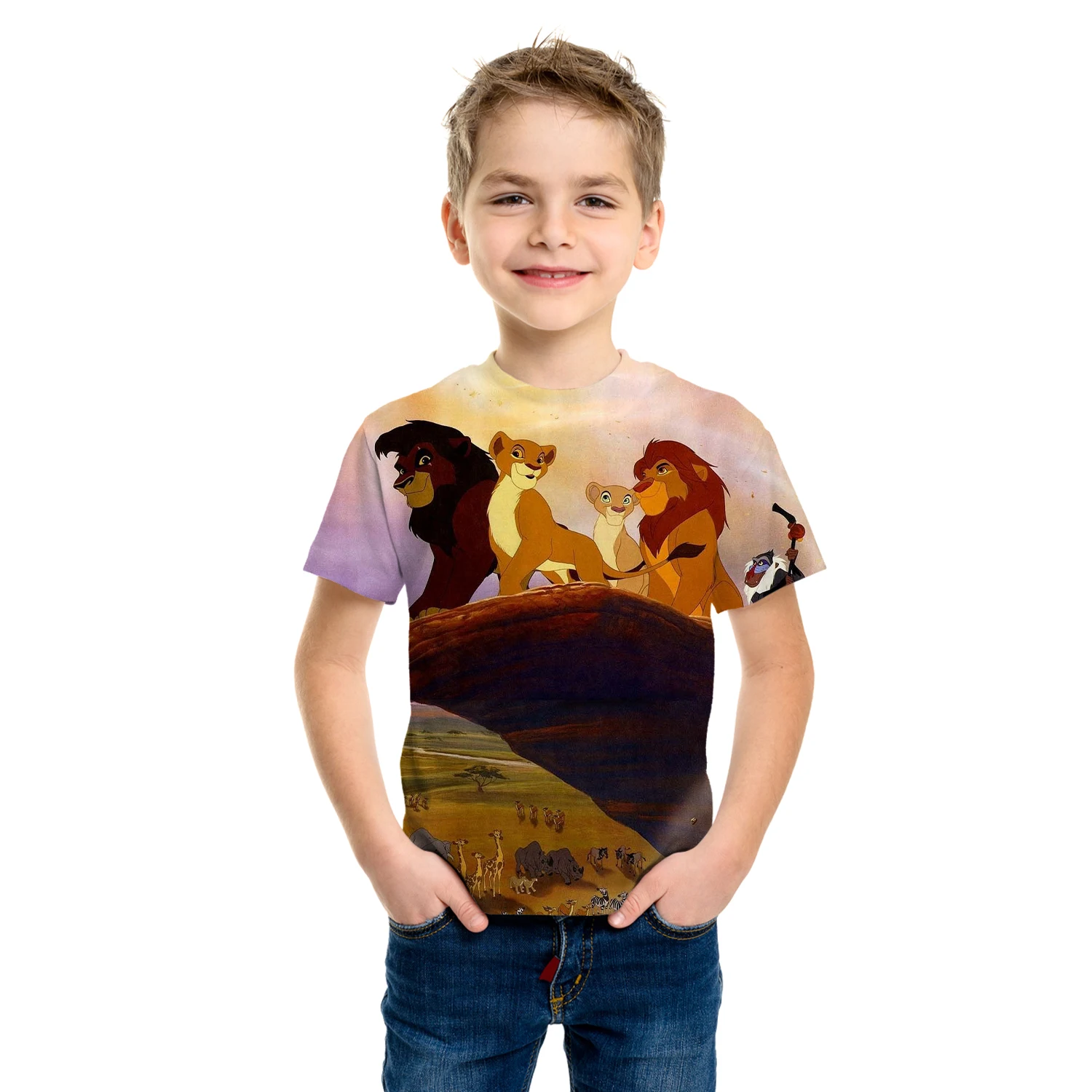 2021 Hot Sale Anime Tshirt Kids T-shirt Hot Game Carft Children's Funny Tshirt Boy's Clothing Unisex Quick-drying Lion King