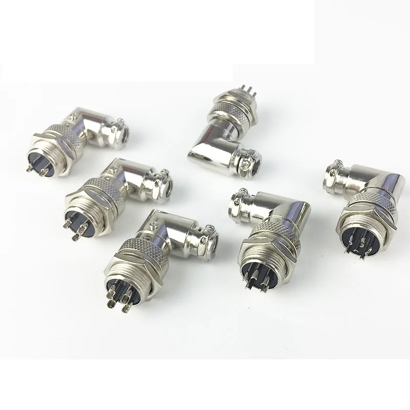 

1Set GX16 90 Degree Right Angle XLR 16mm Elbow 2 3 4 5 6 7 8 9 Pin Female Plug Male Chassis Mount Socket Aviation Connector