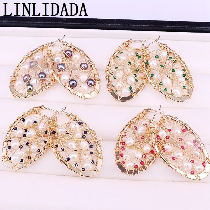 4Pair Fashion wire wrapped web shape Oval Hoop Earrings Fresh Water Pearl Earring For Women
4Pair Fashion wire wrapped web shape Oval Hoop Earrings Fresh Water Pearl Earring For Women
