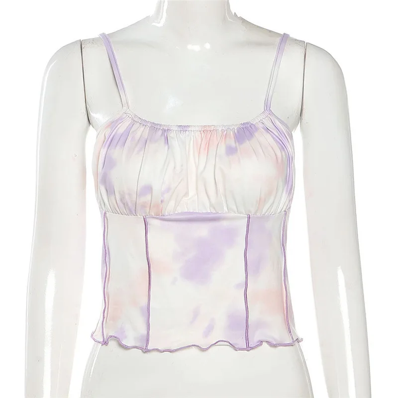 Summer Tank Tops Sexy Slim One Word Collar Fungus Backless Tie Dye Vest Sleeveless Sling Type Streetwear Women Fashion 2021 New
Summer Tank Tops Sexy Slim One Word Collar Fungus Backless Tie Dye Vest Sleeveless Sling Type Streetwear Women Fashion 2021 New