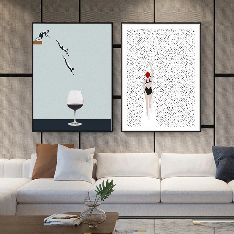 Modern Abstract Nordic Posters and Prins Swim Wine Glass Canvas Painting on The Wall Art Pictures for Living Room Decorative
Modern Abstract Nordic Posters and Prins Swim Wine Glass Canvas Painting on The Wall Art Pictures for Living Room Decorative