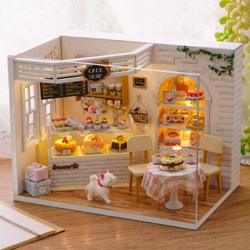 

Семейный кукольный 3d-домик «сделай сам», аксессуары для кукол, игрушка с миниатюрной светодиодной мебелью, строительные игрушки, замок для ...