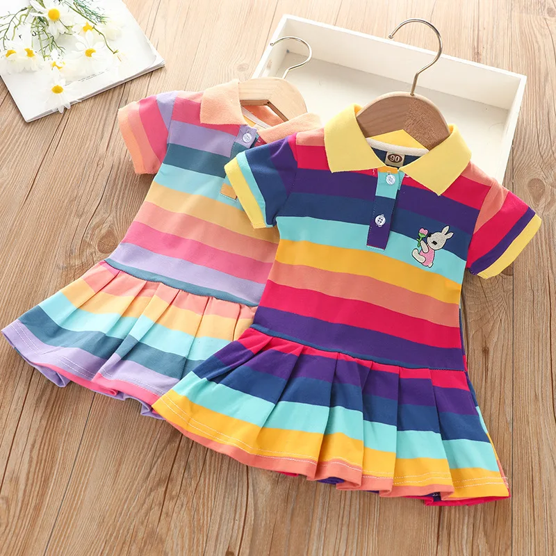 JY Children Girls Embroidery Rabbit Summer Short Sleeve Colorful Rainbow Princess Dress 90-130 TZ01
JY Children Girls Embroidery Rabbit Summer Short Sleeve Colorful Rainbow Princess Dress 90-130 TZ01
