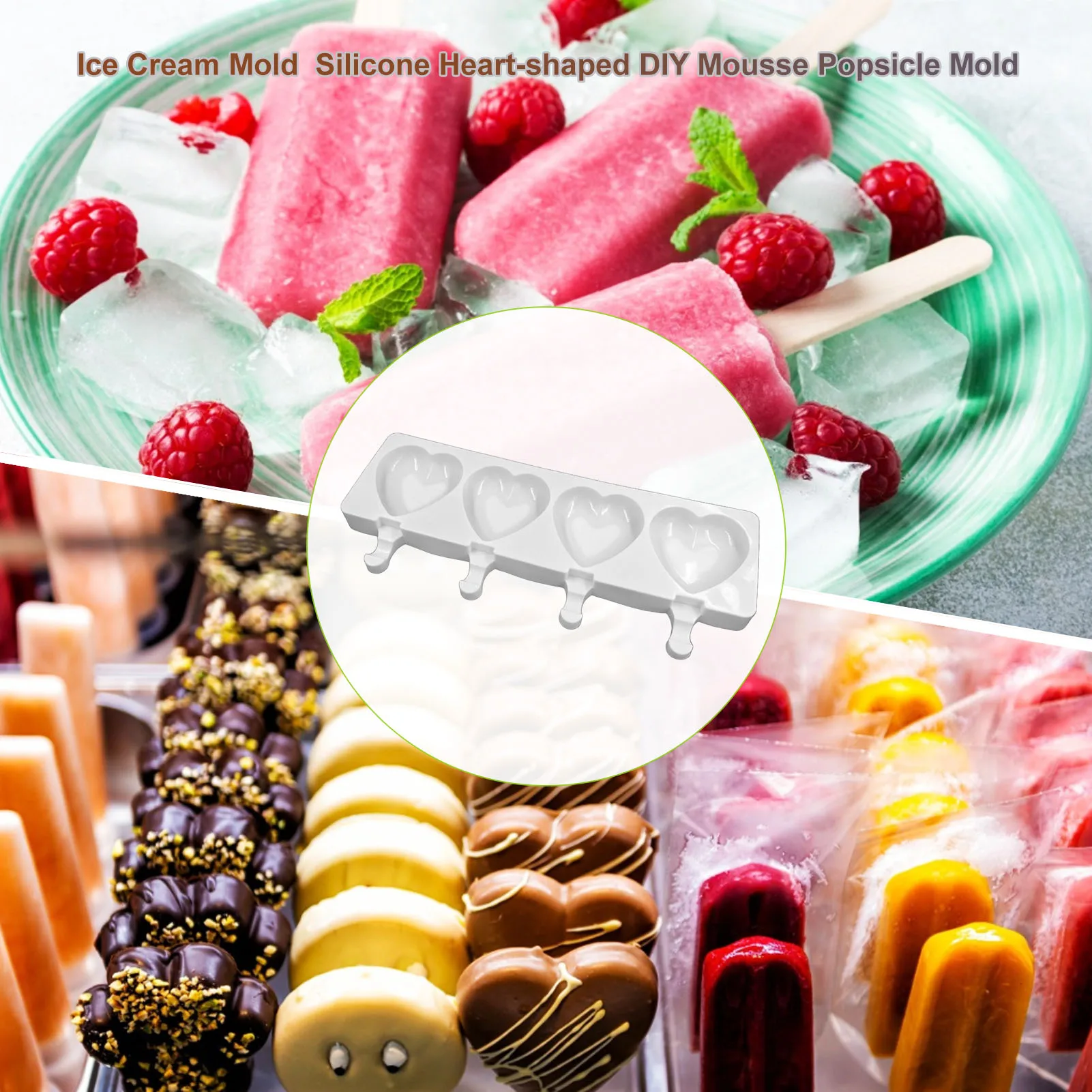 Ice Cream Mold Silicone Heart-shaped DIY Mousse Popsicle Mold soft durable anti-deform anti-sticking easy to clean
Ice Cream Mold Silicone Heart-shaped DIY Mousse Popsicle Mold soft durable anti-deform anti-sticking easy to clean