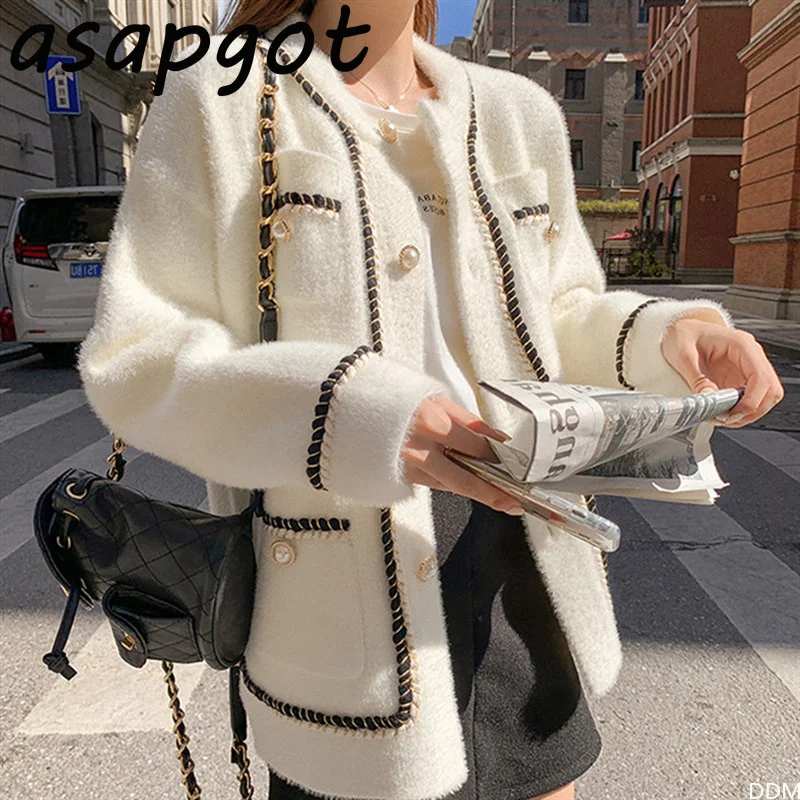 2021 White Mink Cashmere Sweater Coat Women Autumn Winter Lazy Style Korean Retro Black Loose O Neck Knitted Cardigan Fashion
2021 White Mink Cashmere Sweater Coat Women Autumn Winter Lazy Style Korean Retro Black Loose O Neck Knitted Cardigan Fashion