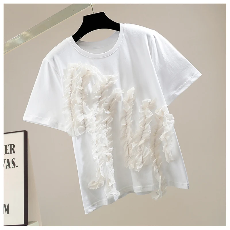 Summer Tops Womens Fashion Pleated Irregular Ruffles Splicing Pullover Short Sleeve T-shirt New Korean Style Casual Loose Tees
Summer Tops Womens Fashion Pleated Irregular Ruffles Splicing Pullover Short Sleeve T-shirt New Korean Style Casual Loose Tees