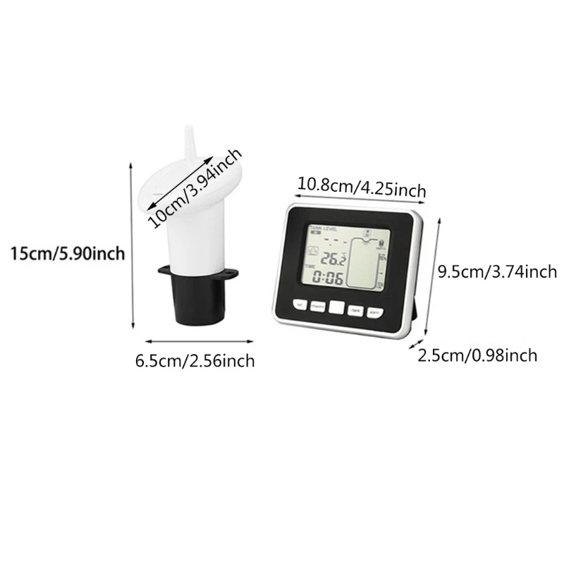 157A Ultrasonic Water Tank Level Meter Temperature Sensor Low battery Liquid Depth Indicator Time Alarm Transmitter Measuring
157A Ultrasonic Water Tank Level Meter Temperature Sensor Low battery Liquid Depth Indicator Time Alarm Transmitter Measuring
