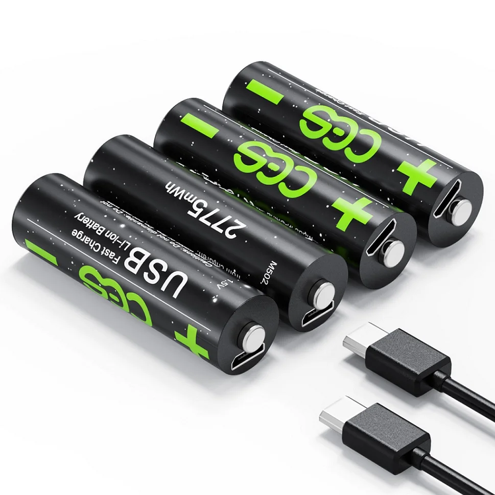 AA 1.5V 2775 mWh Battery USB Quick Charging Rechargeable Lithium Polymer Battery Charged by Micro USB Cable
AA 1.5V 2775 mWh Battery USB Quick Charging Rechargeable Lithium Polymer Battery Charged by Micro USB Cable