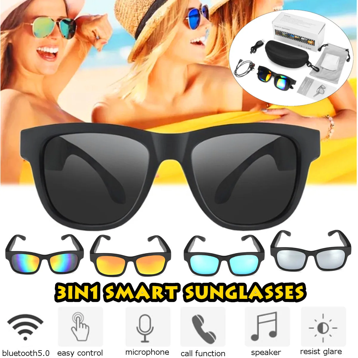 3IN1 bluetooth 5.0 Smart Sports Headphone Sunglasses Wireless Stereo Audio Sunglasses IPX7 Headset Earphone Speakers with mic
3IN1 bluetooth 5.0 Smart Sports Headphone Sunglasses Wireless Stereo Audio Sunglasses IPX7 Headset Earphone Speakers with mic