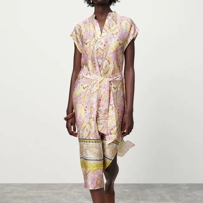 Za 2021 Summer Women Print French Style Dress V Neck Sleeveless Ladies Beach Midi Sundress OZZ1152 
Za 2021 Summer Women Print French Style Dress V Neck Sleeveless Ladies Beach Midi Sundress OZZ1152