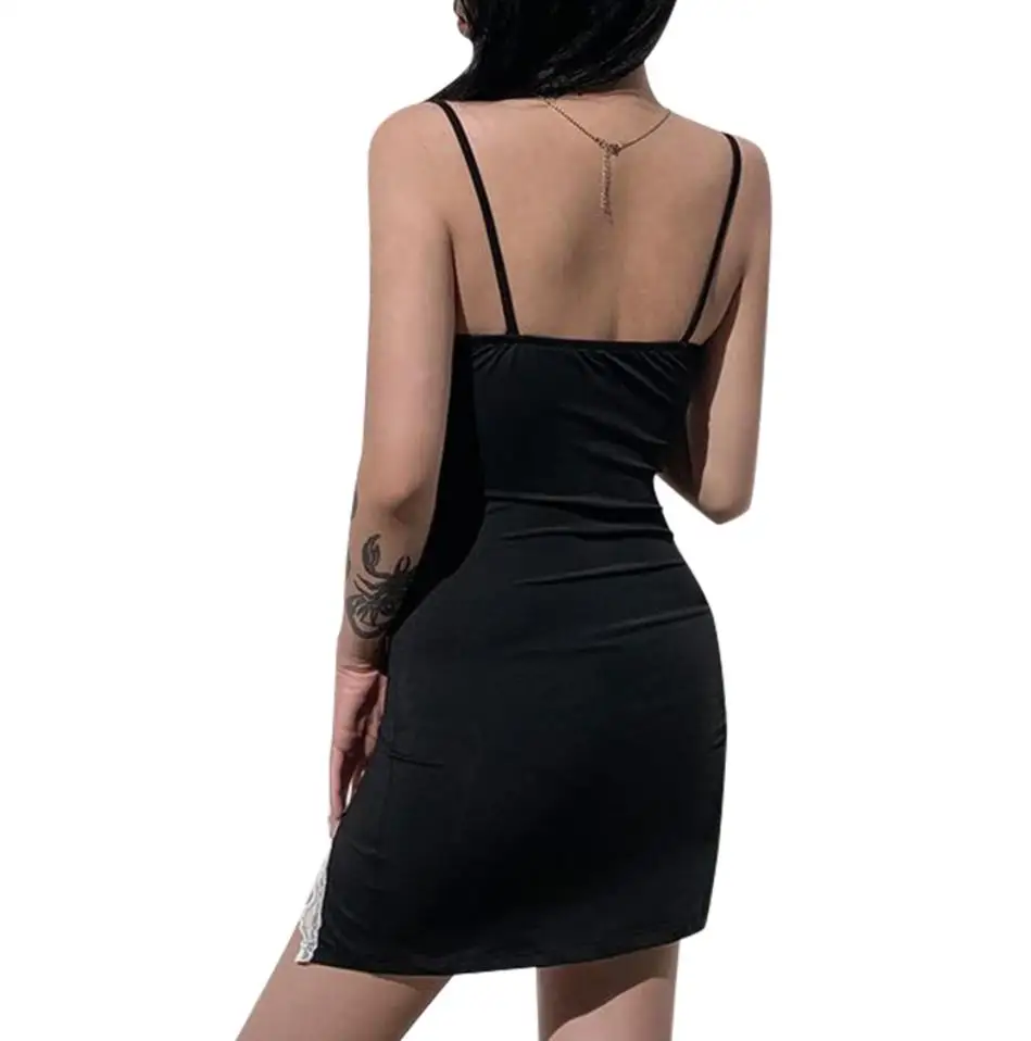 Womens Summer Sexy Suspender Dress Fashion Solid Color Lace Trim V-neck Backless Tight Split Short Dress Slim Lace Skirt
Womens Summer Sexy Suspender Dress Fashion Solid Color Lace Trim V-neck Backless Tight Split Short Dress Slim Lace Skirt