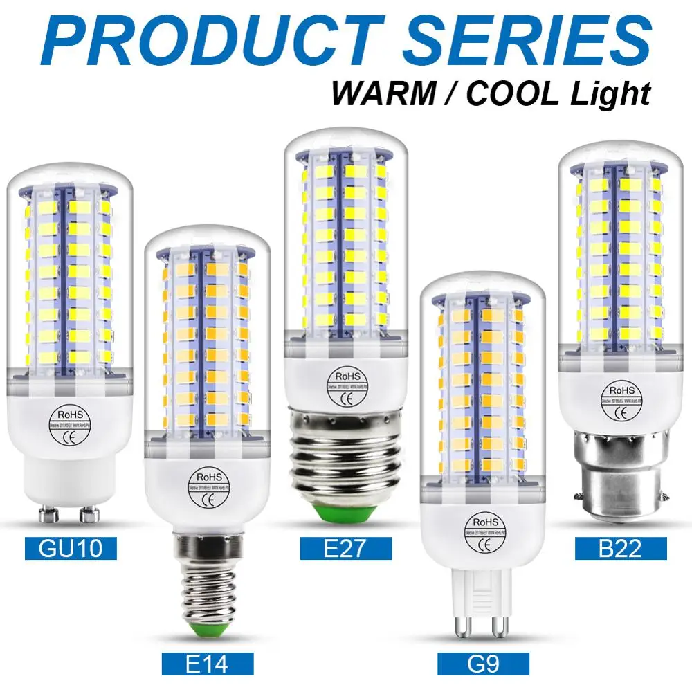 220V GU10 Led Lamp Bulb E14 Led Candle Light Bulb E27 Corn Lamp G9 Led 3W 5W 7W 9W 12W 15W Bombilla B22 Chandelier Lighting 240V
220V GU10 Led Lamp Bulb E14 Led Candle Light Bulb E27 Corn Lamp G9 Led 3W 5W 7W 9W 12W 15W Bombilla B22 Chandelier Lighting 240V
