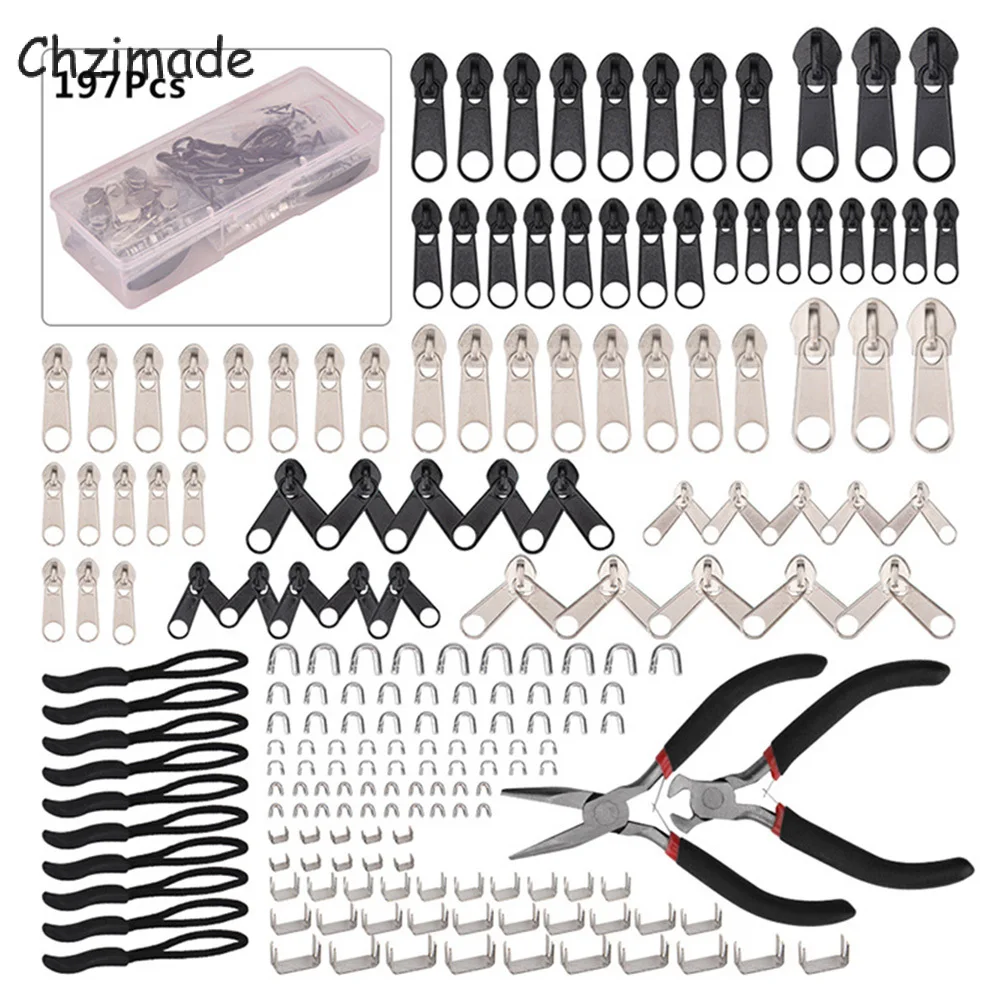 Chzimade 197Pcs Zipper Repair Kit Replacement Zipper Auxiliary Tool Installation Tools For Bags Tents Outdoor Handmade Tools
Chzimade 197Pcs Zipper Repair Kit Replacement Zipper Auxiliary Tool Installation Tools For Bags Tents Outdoor Handmade Tools