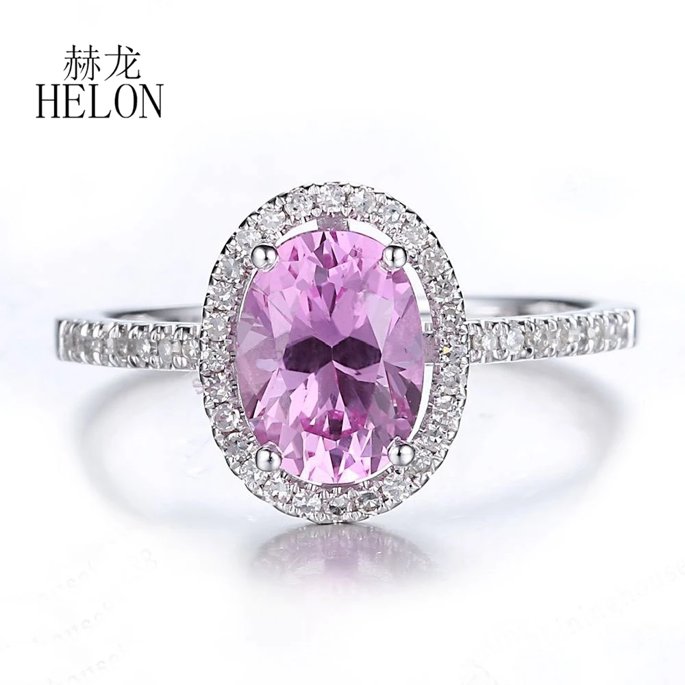 HELON Solid 10K White Gold Gorgeous Oval 8x6mm Pink Topaz & Diamonds Ladies Engagement Wedding Trendy Elegant Jewelry Ring
HELON Solid 10K White Gold Gorgeous Oval 8x6mm Pink Topaz & Diamonds Ladies Engagement Wedding Trendy Elegant Jewelry Ring