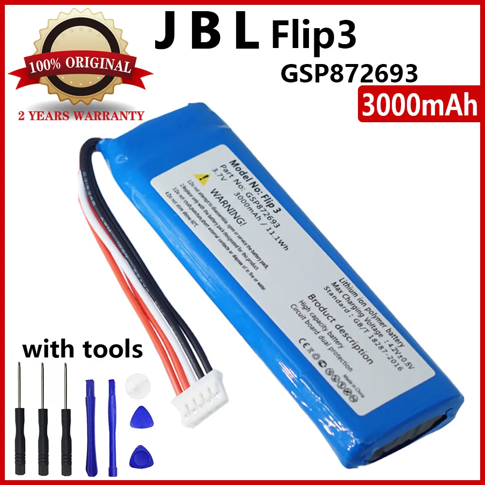 New 3000mAh/11.1Wh GSP872693 P763098 03 For JBL Flip3 Flip 3 High quality Batteries With Tools+Tracking Number
New 3000mAh/11.1Wh GSP872693 P763098 03 For JBL Flip3 Flip 3 High quality Batteries With Tools+Tracking Number