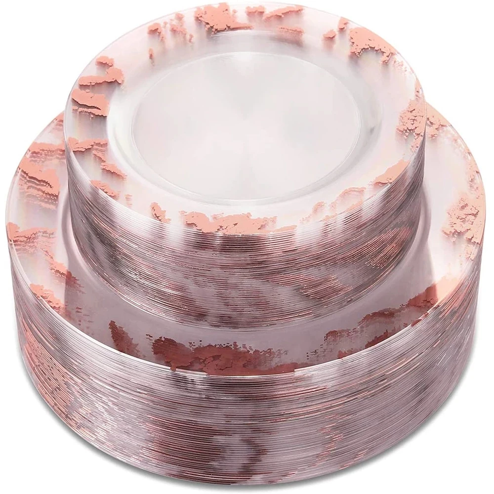 20 Transparent Rose Gold/Transparent Gold Plastic Plate Marble Pattern Disposable Dinner Plate Suitable for Weddings and Parties
20 Transparent Rose Gold/Transparent Gold Plastic Plate Marble Pattern Disposable Dinner Plate Suitable for Weddings and Parties