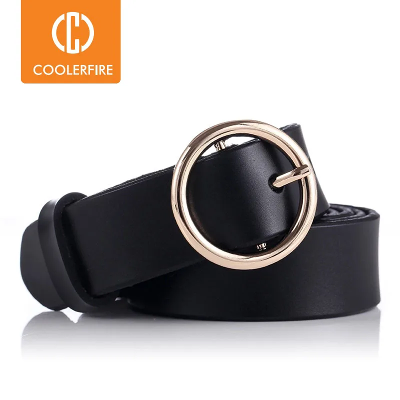 Модный классический женский широкий ремень COOLERFIRE с круглой пряжкой дизайнерский