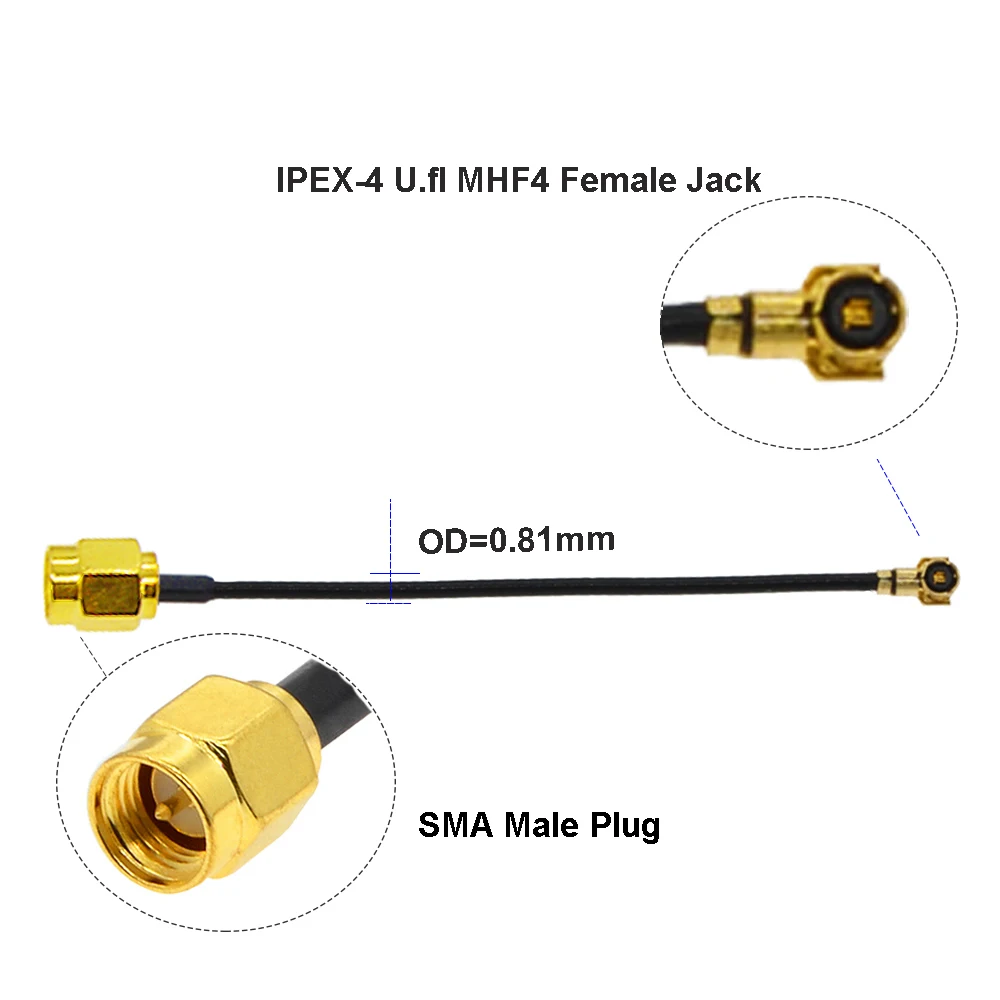 1 шт./лот IPX MHF4 кабель IPEX-4 Женский к RP-SMA / SMA Мужская WIFI антенна Pigtail Jumper RG0.81MM