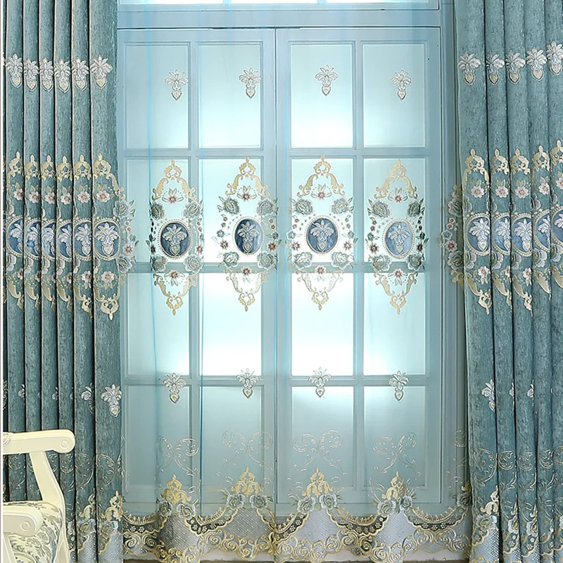 European style water-soluble embroidery shading classical curtains for Living Room Bedroom Dining Room 
European style water-soluble embroidery shading classical curtains for Living Room Bedroom Dining Room