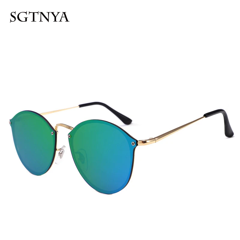 New metal retro round frame frameless sunglasses Color film fashion trend men and women UV400 | Аксессуары для одежды