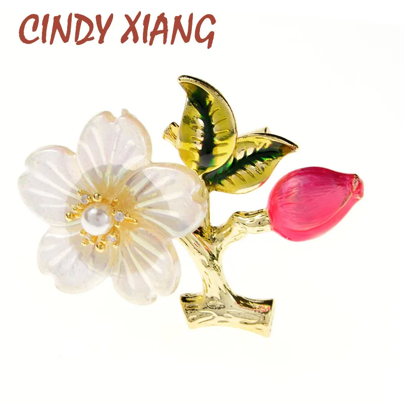 

CINDY XIANG New Shell Flower Brooches For Women Design Fashion Pin Enamel Rose Flower Coat Shirt Brooch Pins Jewelry Good Gift