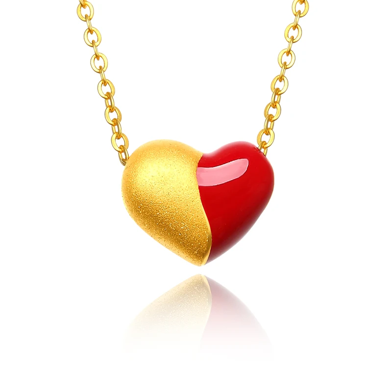 

Новое поступление, подвеска из чистого желтого золота 24 карата, женский кулон в форме сердца, золотой кулон 999 пробы