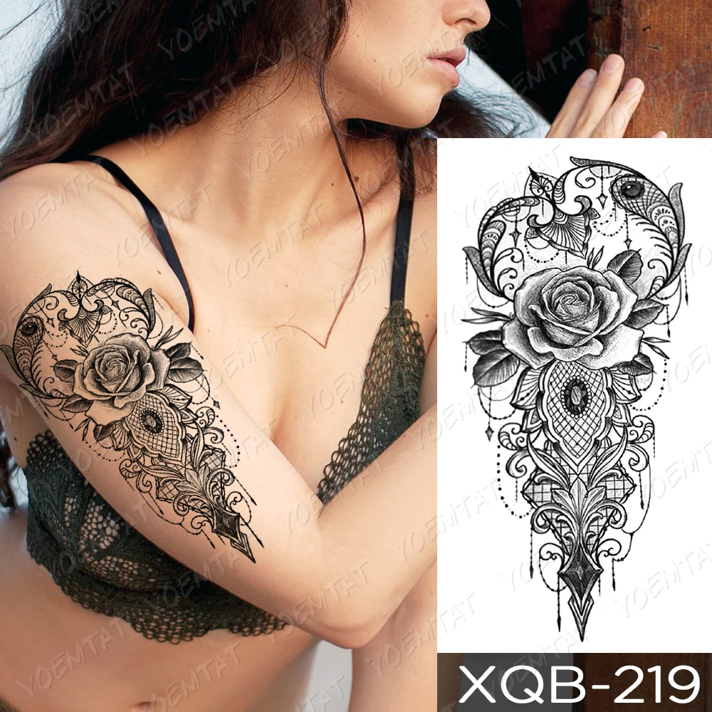 Водостойкая временная татуировка наклейка кружева сердце цветок Единорог флеш