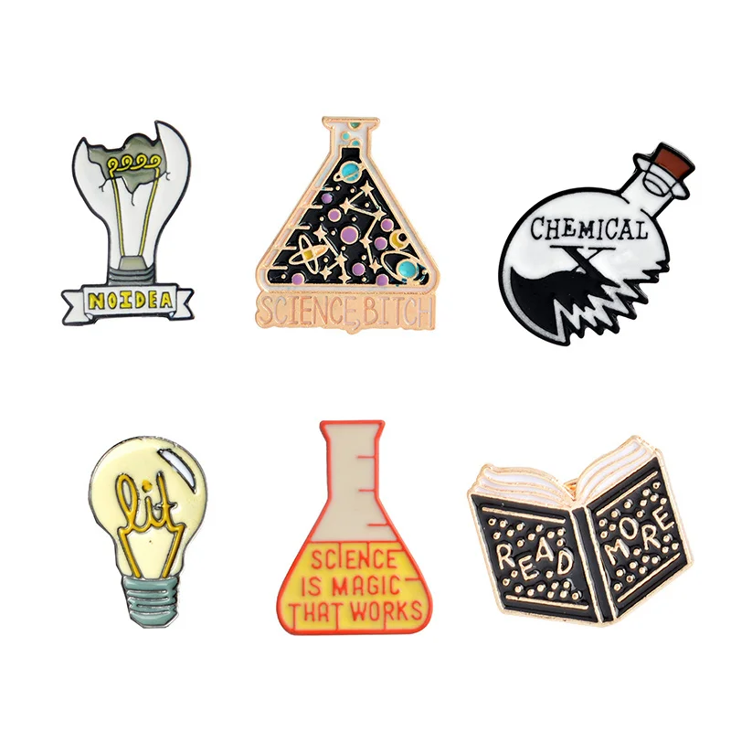 Magic Science Enamel Pin Light Bulb No Idea Chemical Beaker Metal Badge Brooch Lapel Pin Cartoon Jewelry Gift Drop Shipping
Magic Science Enamel Pin Light Bulb No Idea Chemical Beaker Metal Badge Brooch Lapel Pin Cartoon Jewelry Gift Drop Shipping