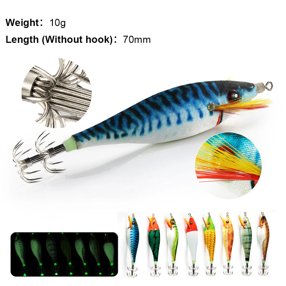 70mm Squid Jigs Luminous Lifelike Squid Hook Octopus Bait Fishing Tackle Saltwater Fishing Lures Artificial Bait Accessories 10g
70mm Squid Jigs Luminous Lifelike Squid Hook Octopus Bait Fishing Tackle Saltwater Fishing Lures Artificial Bait Accessories 10g