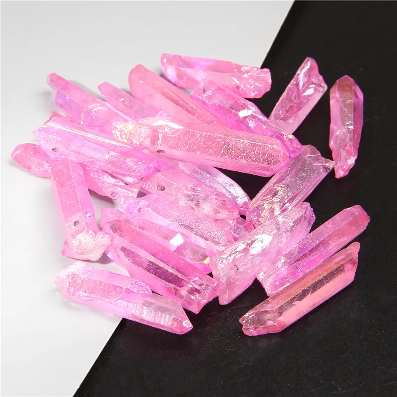 10 шт. розовые натуральные кристаллы druzy Кварцевая палочка ожерелье подвески