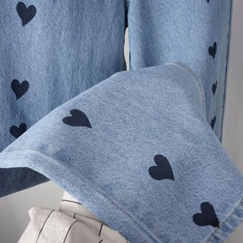 Black Peach Heart Print Design High Quality Women Casual Loose High Waist Straight Jeans Wide Leg Long Pants
Black Peach Heart Print Design High Quality Women Casual Loose High Waist Straight Jeans Wide Leg Long Pants