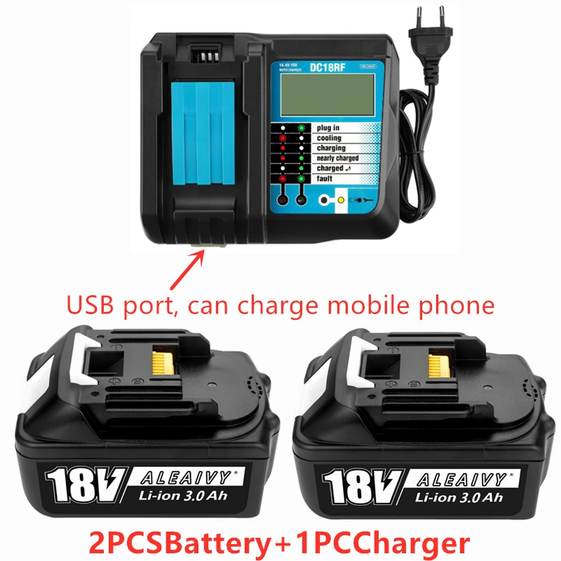 BL1860 Rechargeable Battery 18 V 3000mAh Lithium ion for Makita 18v Battery BL1840 BL1850 BL1830 BL1860B LXT 400+charger
BL1860 Rechargeable Battery 18 V 3000mAh Lithium ion for Makita 18v Battery BL1840 BL1850 BL1830 BL1860B LXT 400+charger