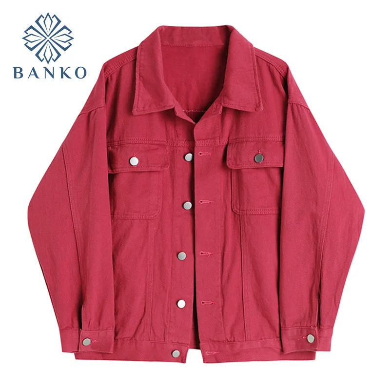 Женская джинсовая куртка, однотонная хлопковая куртка с отложным воротником и длинным рукавом, верхняя одежда в уличном стиле, осень 2021 
Женская джинсовая куртка, однотонная хлопковая куртка с отложным воротником и длинным рукавом, верхняя одежда в уличном стиле, осень 2021