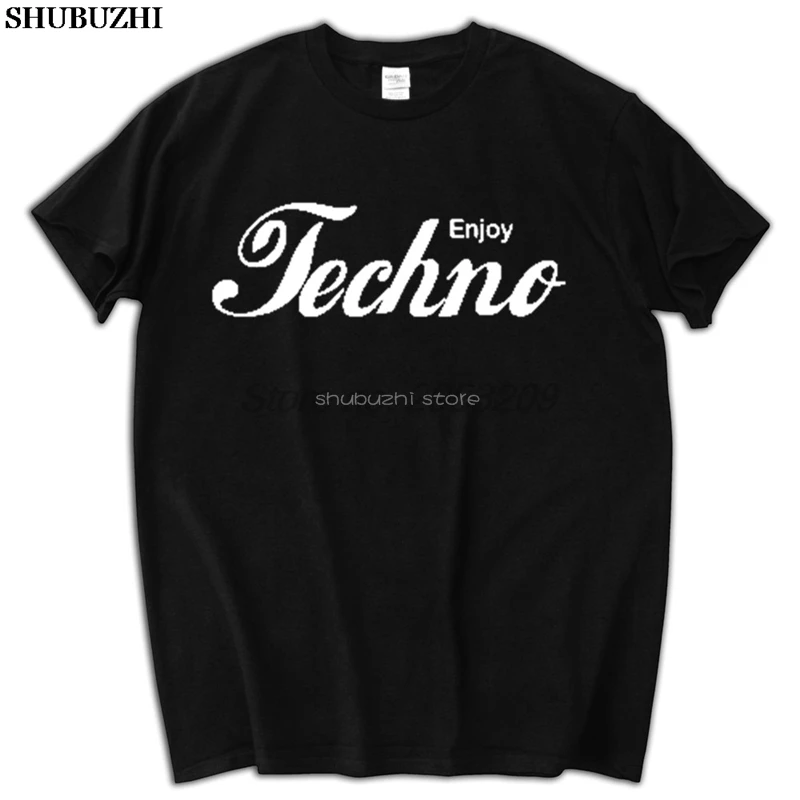 Мужская футболка унисекс ENJOY TECHNO с логотипом HOUSE MUSIC CLUB RAVE DARK COOL top TEE sbz5277|Мужские