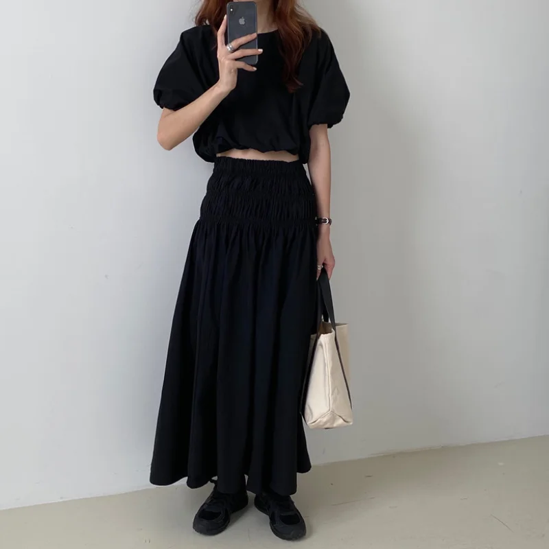 Oversized Summer Vintage 2 Two Piece Skirts Sets Women Outfits Puff Sleeve Crop Top and Elastic Waist Pleat Long A-line Skirt
Oversized Summer Vintage 2 Two Piece Skirts Sets Women Outfits Puff Sleeve Crop Top and Elastic Waist Pleat Long A-line Skirt