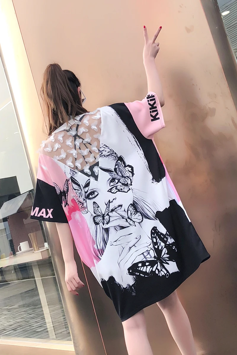 2021 summer large version T-shirt female color matching letter printing mid-long short-sleeved one-piece casual T-shirt women
2021 summer large version T-shirt female color matching letter printing mid-long short-sleeved one-piece casual T-shirt women