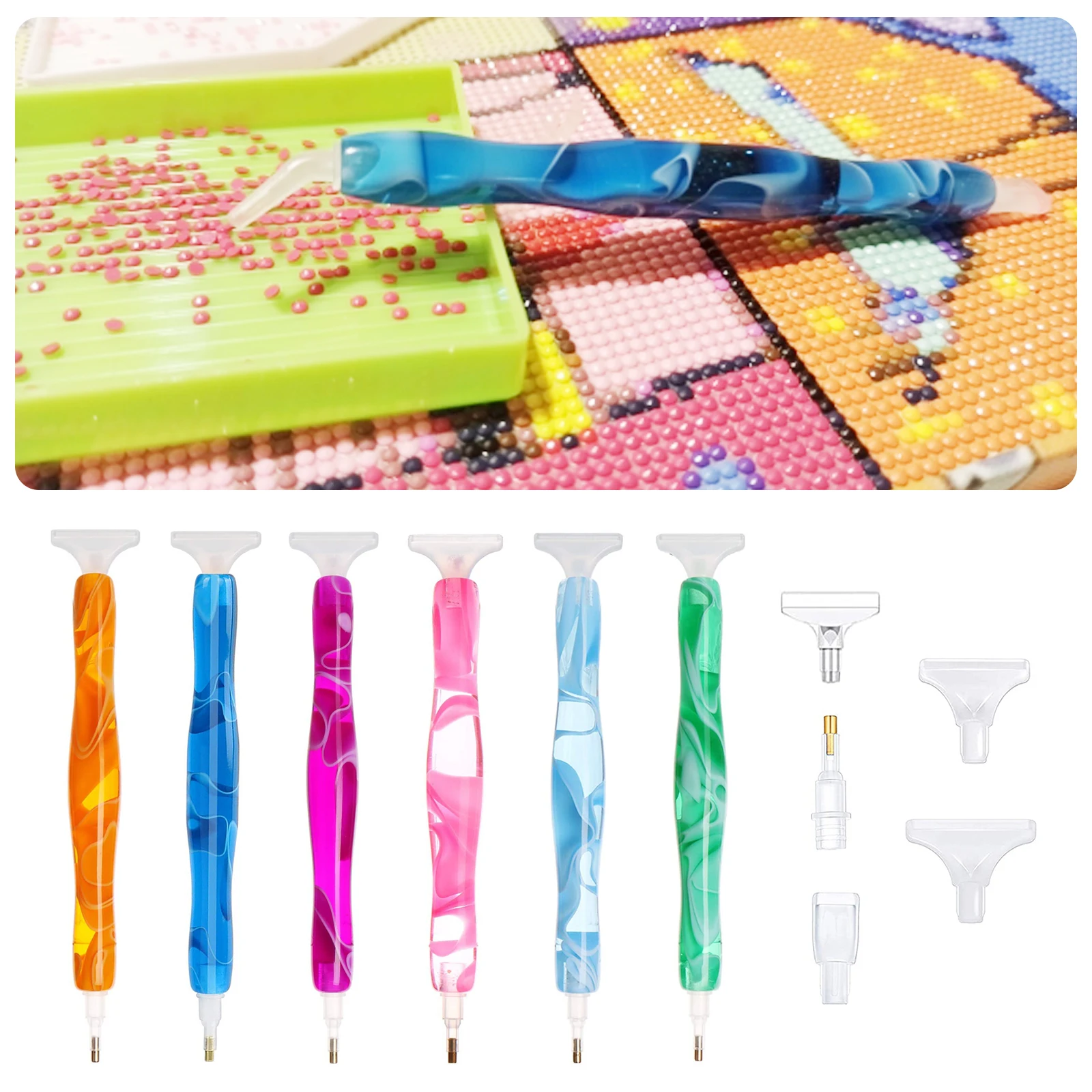 5pcs 5D Resin Diamond Painting Pen Resin Point Drill Pens Cross Stitch Embroidery DIY Craft Nail Art Sewing Accessories
5pcs 5D Resin Diamond Painting Pen Resin Point Drill Pens Cross Stitch Embroidery DIY Craft Nail Art Sewing Accessories