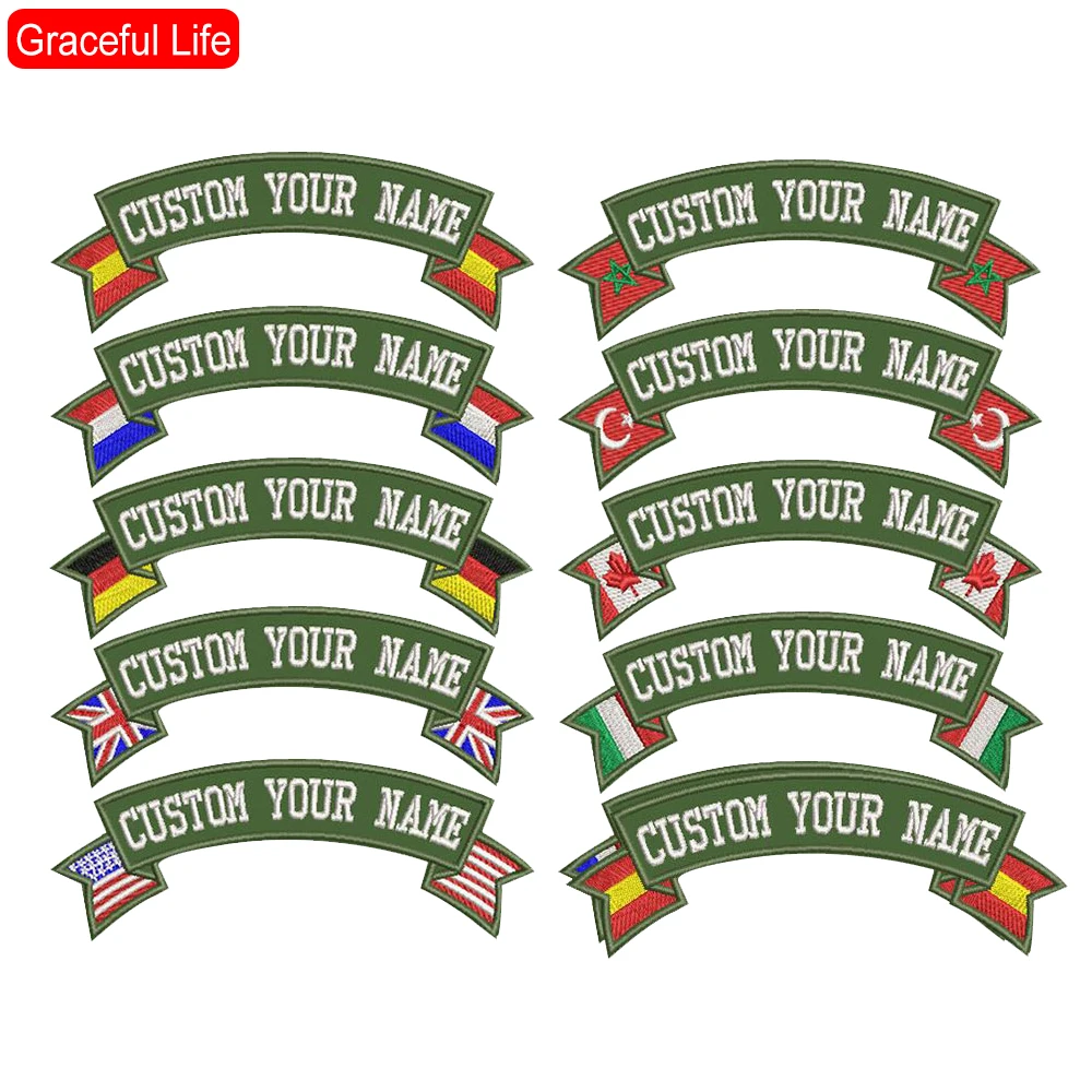 Embroidered Custom Name Patches Iron Sew on For Clothes with Country Flag Military Biker Punk War badges Embroidery Backing
Embroidered Custom Name Patches Iron Sew on For Clothes with Country Flag Military Biker Punk War badges Embroidery Backing