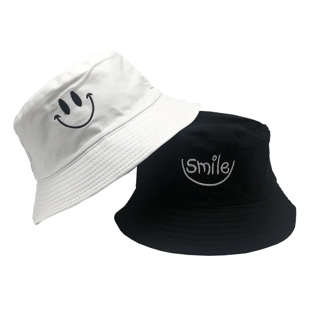 Fashion Women Bucket Hat with Smile Embroidery Fisherman Hat for Men Hip Hop Summer Outdoors Hat Double-side Wear Travel Hat
Fashion Women Bucket Hat with Smile Embroidery Fisherman Hat for Men Hip Hop Summer Outdoors Hat Double-side Wear Travel Hat
