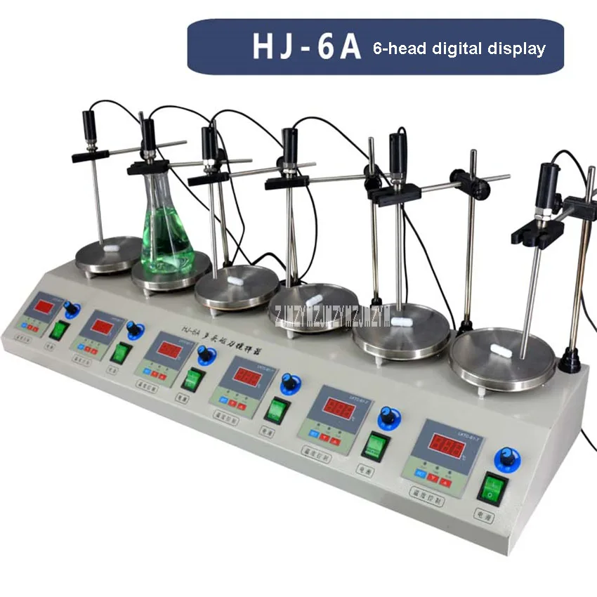 HJ-6A 6-head цифровой дисплей Магнитный нагревательный смеситель с контролируемой температурой лабораторный Магнитный смеситель 220 В/В x 6 Вт
HJ-6A 6-head цифровой дисплей Магнитный нагревательный смеситель с контролируемой температурой лабораторный Магнитный смеситель 220 В/В x 6 Вт