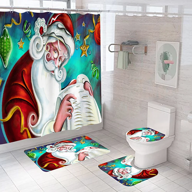 Waterproof Bathroom Shower Curtain Christmas Santa Claus 3D Printed Bath Washable Quick Dry 4 Pieces Shower Curtain Set
Waterproof Bathroom Shower Curtain Christmas Santa Claus 3D Printed Bath Washable Quick Dry 4 Pieces Shower Curtain Set