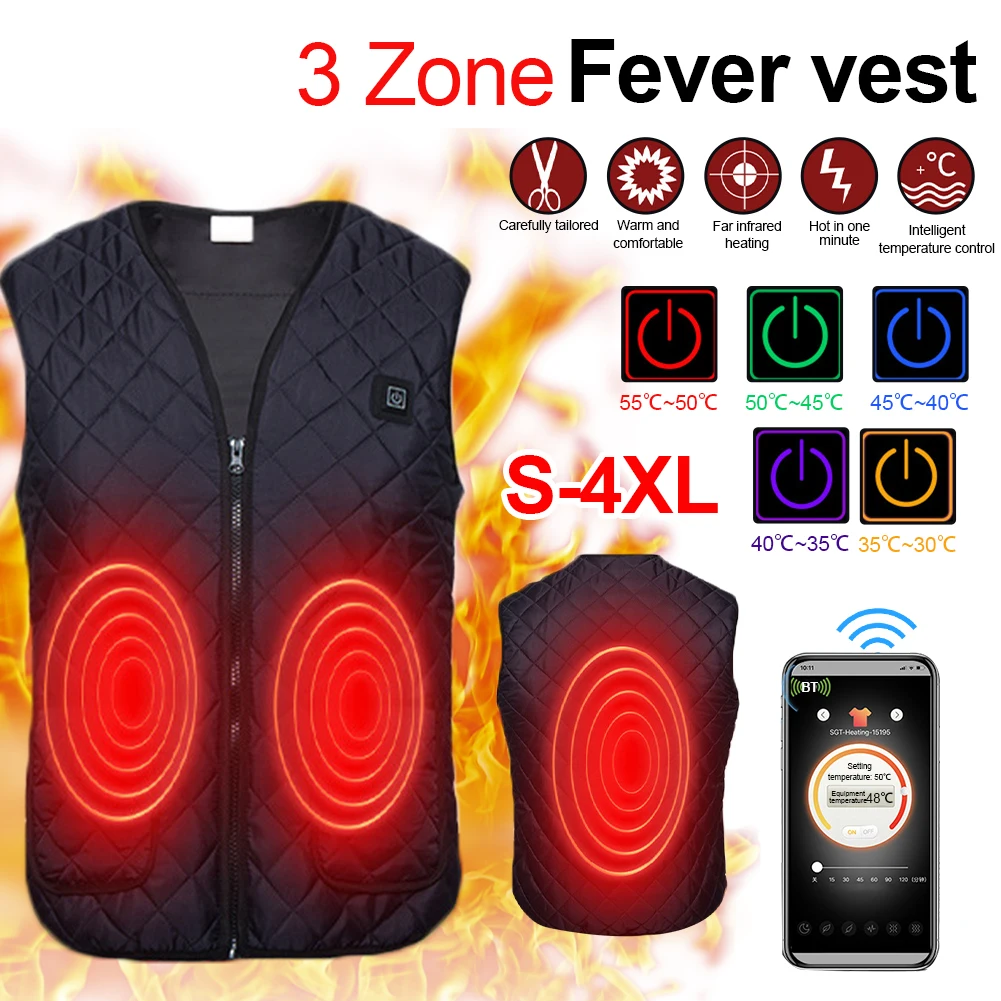 3 Areas Heated Vest Bluetooth-compatible APP Control USB Charging Winter Electrical Heated Sleevless Jacket heated Men's vest
3 Areas Heated Vest Bluetooth-compatible APP Control USB Charging Winter Electrical Heated Sleevless Jacket heated Men's vest