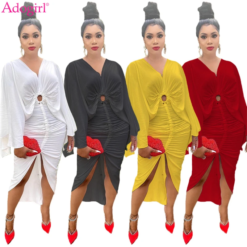 Однотонное Женское Платье макси с рукавами-бабочками, с V-образным вырезом 
Однотонное Женское Платье макси с рукавами-бабочками, с V-образным вырезом