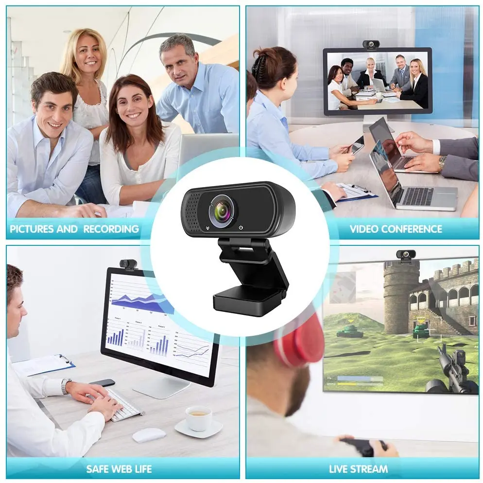 Webcam 1080P Full HD Fixed Focus PC Camera Web Camera with Microphone Cover Tripod Camera for PC Computer and Laptop
Webcam 1080P Full HD Fixed Focus PC Camera Web Camera with Microphone Cover Tripod Camera for PC Computer and Laptop