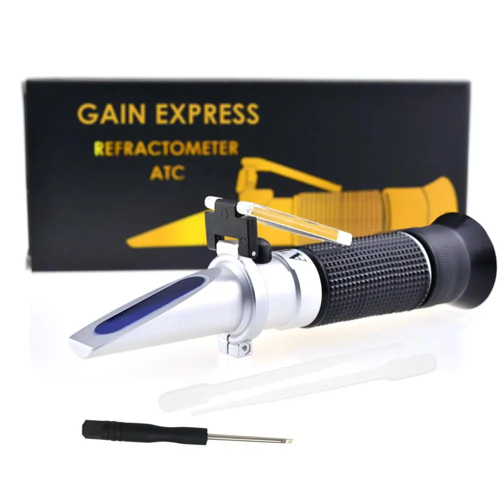 

Beer Brix & Specific Gravity Refractometer with ATC Optic Dual Scale 0~32% Brix 1.000-1.120 SG Fruit Juice Sugar