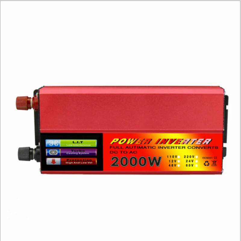 Inverter 12V / 24V to 220v2000w general purpose vehicle inverter solar energy converter
Inverter 12V / 24V to 220v2000w general purpose vehicle inverter solar energy converter