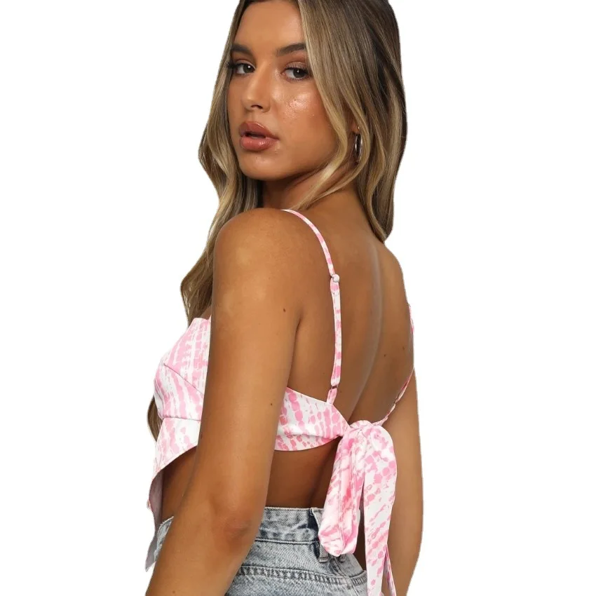 2021 summer dress new European and American women's wear ins wind print dew back sling chest vest