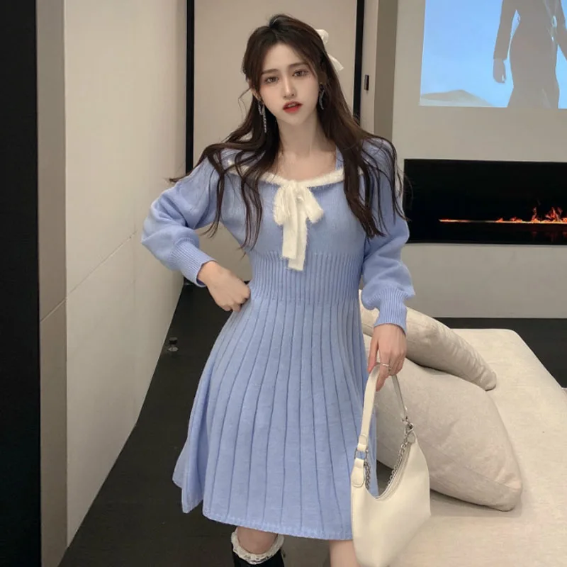 French Slim Knit Dress Women Bow Temperament College Style Mid-Length Dress 2022 Female Long Sleeve Solid Color Office Dresses
French Slim Knit Dress Women Bow Temperament College Style Mid-Length Dress 2022 Female Long Sleeve Solid Color Office Dresses