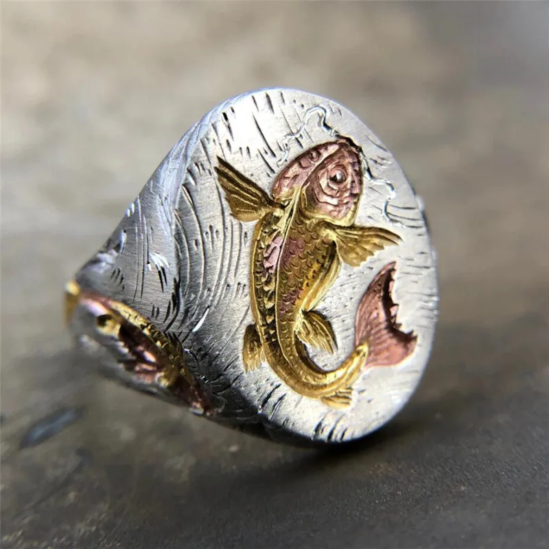 HI MAN European Noble Vintage Three-Dimensional Relief Goldfish Ripple Ring Women Church Prayer Lucky Koi Jewelry
HI MAN European Noble Vintage Three-Dimensional Relief Goldfish Ripple Ring Women Church Prayer Lucky Koi Jewelry
